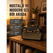 Zemira Home Led’li Nostaljik Bluetooth Hoparlör – Vintage Tasarım, Ahşap Doku