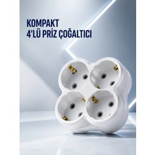 Renas Store Duvar Tipi Priz Çoğaltıcı 4 Çıkışlı Kablosuz Kompakt Priz Adaptörü
