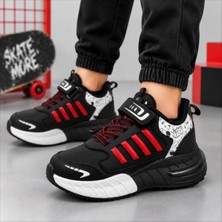 Black Flex Grafiti Çocuk Sneaker Ayakkabı Siyah Kırmızı 31-35