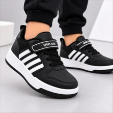 Black Flex Çocuk Cırtlı Sneaker Ayakkabı Siyah 31-35