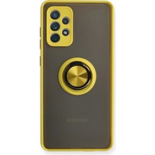 Magicool Samsung Galaxy A72 Kılıf Montreal Yüzüklü Silikon Kapak - Sarı