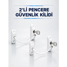 Renas Store Anahtarlı Pencere Güvenlik Aparatı Beyaz Kablolu Açılma Sınırlayıcı 2’li Set