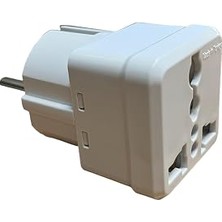Renas Store De-Pa Evrensel Adaptör – Seyahat Fişi Dönüştürücü, Ingiliz ve Amerikan Fişli Cihazlar Için, Ab Tipi Priz Uyumu, 250V 16A, Beyaz – 1 Adet