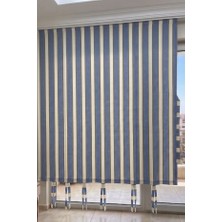 Taç Gri Krem Çizgili Su Geçirmez Kornişli Bağcıklı Balkon Perdesi Branda Enxboy
