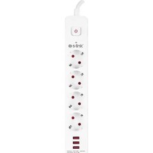 Sh Ticaret S-Link SPG403U 1.5 Metre 4lü Anahtarlı Akım Korumalı USB Girişli