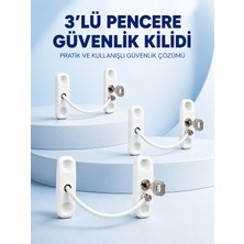 Karahanbey 3 Adet Pencere Güvenlik Kilidi Esnek Bağlantılı Anahtarlı Koruma Seti -
