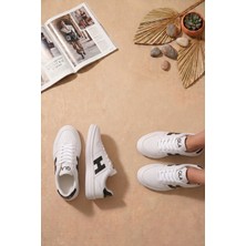 Ayakkabı Fuarı Elit ASQLA1457 Kadın Klasik Sneaker Beyaz - Siyah