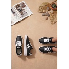 Ayakkabı Fuarı Elit ASQLA1457 Kadın Klasik Sneaker Siyah - Beyaz