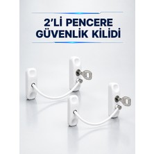 Karahanbey Anahtarlı Pencere Güvenlik Aparatı Beyaz Kablolu Açılma Sınırlayıcı 2’li Set -