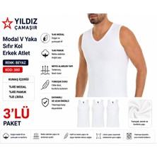 Yıldız Çamaşır Erkek Modal V Yaka Sıfır Kol Likralı Fanila Atlet (380-381)- 3 Adet