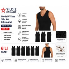 Yıldız Çamaşır Erkek Modal V Yaka Sıfır Kol Likralı Fanila Atlet (380-381)- 6 Adet