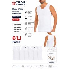 Yıldız Çamaşır Erkek Modal V Yaka Sıfır Kol Likralı Fanila Atlet (380-381)- 6 Adet