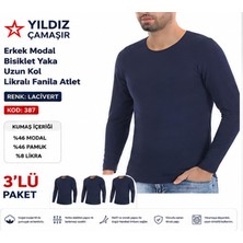 Yıldız Çamaşır Erkek Modal Bisiklet Yaka Uzun Kol Likralı Fanila Atlet (385-386-387)- 3 Adet