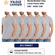 Yıldız Çamaşır Erkek Modal Bisiklet Yaka Likralı Fanila Atlet (335-336-337-338)- 6 Adet