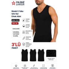 Yıldız Çamaşır Erkek Modal V Yaka Sıfır Kol Likralı Fanila Atlet (380-381)- 3 Adet