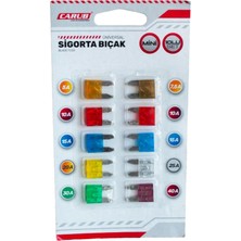 Renas Store Carub Mini Sigorta Bıçak Seti, 10'lu, 5A-40A, Evrensel Araç Sigortası