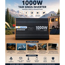 Hace Bazaar 1000W Tam Sinüs Inverter 12V Ac Çevirici | Sessiz Fanlı, USB Çıkışlı, Araç Karavan Tekne Solar Uyumlu Güç Inverteri