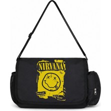 Sevbano Nirvana Rock Metal Müzik Grubu Baskılı Unisex Okul, Spor, Ofis Çok Amaçlı Postacı Çantası