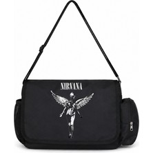 Sevbano Nirvana Rock Metal Müzik Grubu Baskılı Unisex Okul, Spor, Ofis Çok Amaçlı Postacı Çantası