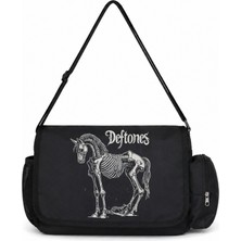 Sevbano Deftones Rock Metal Müzik Grubu Baskılı Unisex Okul, Spor, Ofis Çok Amaçlı Postacı Çantası