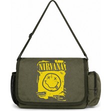 Sevbano Nirvana Rock Metal Müzik Grubu Baskılı Unisex Okul, Spor, Ofis Çok Amaçlı Postacı Çantası