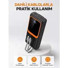 Fiberliz Powerbank 20000 Mah Dijital Ekranlı ve Çok Kablolu Hızlı Şarj Cihazı