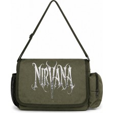 Sevbano Nirvana Rock Metal Müzik Grubu Baskılı Unisex Okul, Spor, Ofis Çok Amaçlı Postacı Çantası