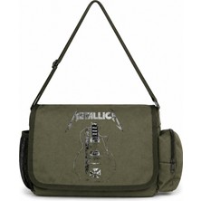 Sevbano Metallica Rock Metal Müzik Grubu Baskılı Unisex Okul, Spor, Ofis Çok Amaçlı Postacı Çantası