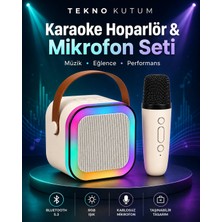 teknokutum TEKNO KUTUM Karaoke Hoparlör Kablosuz Mikrofonlu Bluetooth 5.3 RGB LED Işıklı Taşınabilir Parti Speaker Ses Sistemi
