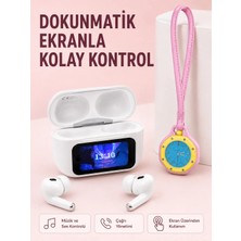 Mrt Teknik Dokunmatik Ekranlı Kablosuz Kulaklık ve Pembe Çanta Aksesuar Saati Avantajlı Set