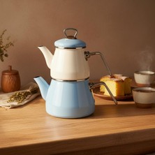 Bambum Lumino Emaye Çaydanlık Takımı Mavi