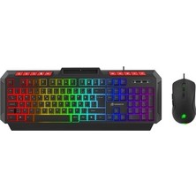 Esranın Dünyası Gamebooster Knight KM-11B Rainbow Aydınlatmalı Kablolu Oyuncu Klavye & Rgb Mouse Set -