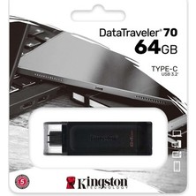 Esranın Dünyası Kingston DT70 64GB Usb-C 3.2 Gen 1 Type-C Flash