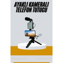 Akmanora Tripod Telefon Tutucu Kumandalı Mikrofon LED Işık Vlog Video Kayıt
