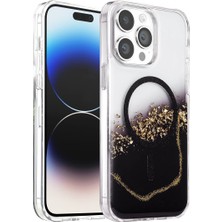 Twin Store Onegif Apple iPhone 15 Pro Max Lotus Simli Magsafe Kapak - Siyah