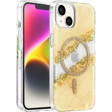 Twin Store Onegif Apple iPhone 14 Lotus Simli Magsafe Kapak - Gümüş
