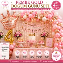 Bkmc Kız Çocukları Için Pembe Gold Doğum Günü Süsleme Seti 1-9 Yaş Doğum Günü Parti Süsleme Dekorasyon Seti | Balon Zinciri Taç Rakam Happy Birthday Banner Doğum Günü Parti Seti Süsü