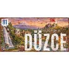 AYNED Print Düzce Şehir Temalı Metal Tabela, Retro Pas Efektli Duvar Dekoru