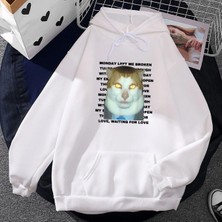 Tarzsokak Beyaz Unisex Streetwear Ropa Hombre Meme Kedi Pazartesi Sol Bana Kırık Rahat Kı
