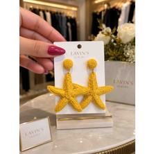 Lavin’s Luxury Örgü Yıldız Küpe – Sarıel Emeği Örgü Dokusu ve Dikkat Çekici Yıldız