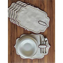 Nurhan Home Collection 6 Adet Bordo-Gold Çift Sıra Nakışlı Kaşıklıklı Amerikan Servis Supla