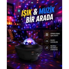 ALFA AKSESUAR 03 Sesle Etkileşimli Yıldız Projektörlü Gece Lambası – Bluetooth Hoparlörlü, USB Girişli, Dönen Okyanus