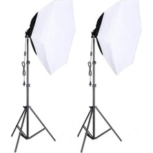 AZT Ürün Reklam Stüdyo Youtube Vlog Tiktok Canlı Yayın Vb Için 70CM Octagon Softbox Ikili LED Sürekli Işık Seti