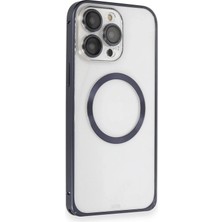Ece-Umay Joko Iphone 15 Pro Max Kılıf Metal Bumper Magneticsafe Kapak - Lacivert