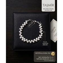 Taşmir 925 Ayar Gümüş Sertifikalı Doğal Kelebek Dizim Inci Bileklik - 15 + 5 cm