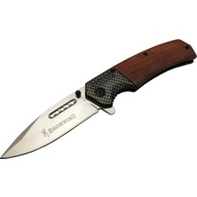 Get Store Browning 8-8 Kahverengi Kamp Çakı 20CM - Yarı Otomatik, Kemerlikli, Ahşap Sap