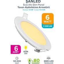ŞANLED 6W Tasarruflu LED Yuvarlak Gün Işığı Sıva Altı Slim Panel 6 Adettir