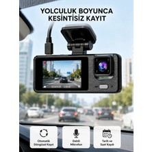 AKM 3 Kameralı Araç Dvr 1080P Ön + Hd Arka + Iç Kamera Döngü Kayıt 2’’ Ekran