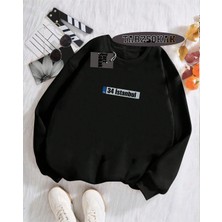 Tarzsokak Biskilet Yaka Sweatshirt Siyah 34 Istanbul Özel Tasarım Plaka Detaylı