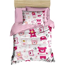 Universal Dijital Baskılı 3D Pamuklu Yenidoğan Bebek Nevresim Takımı Bear Toy Pink